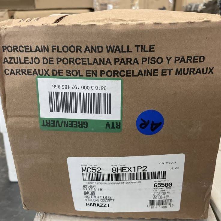 Marazzi Moroccan Concrete Gray 8 in. x 9 in. Glazed Porcelain Hexagon Floor and Wall Tile (9.37 Sq. ft./Case)
