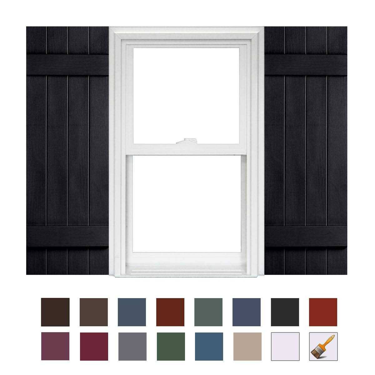 Homeside 4 Board and Batten Joined Vinyl Shutters (1 Pair) in Stock Now- 14-1/2 inch x 31 inch- 050 Black by BuyMBS.com