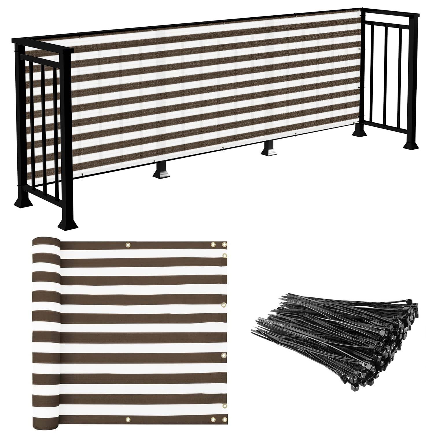 E&K Sunrise 3' x 25' Balcony Privacy Fence Screen Cover with Zip Ties Outdoor Screen Fence UV Protection for Deck Patio Backyard Apartment Pool