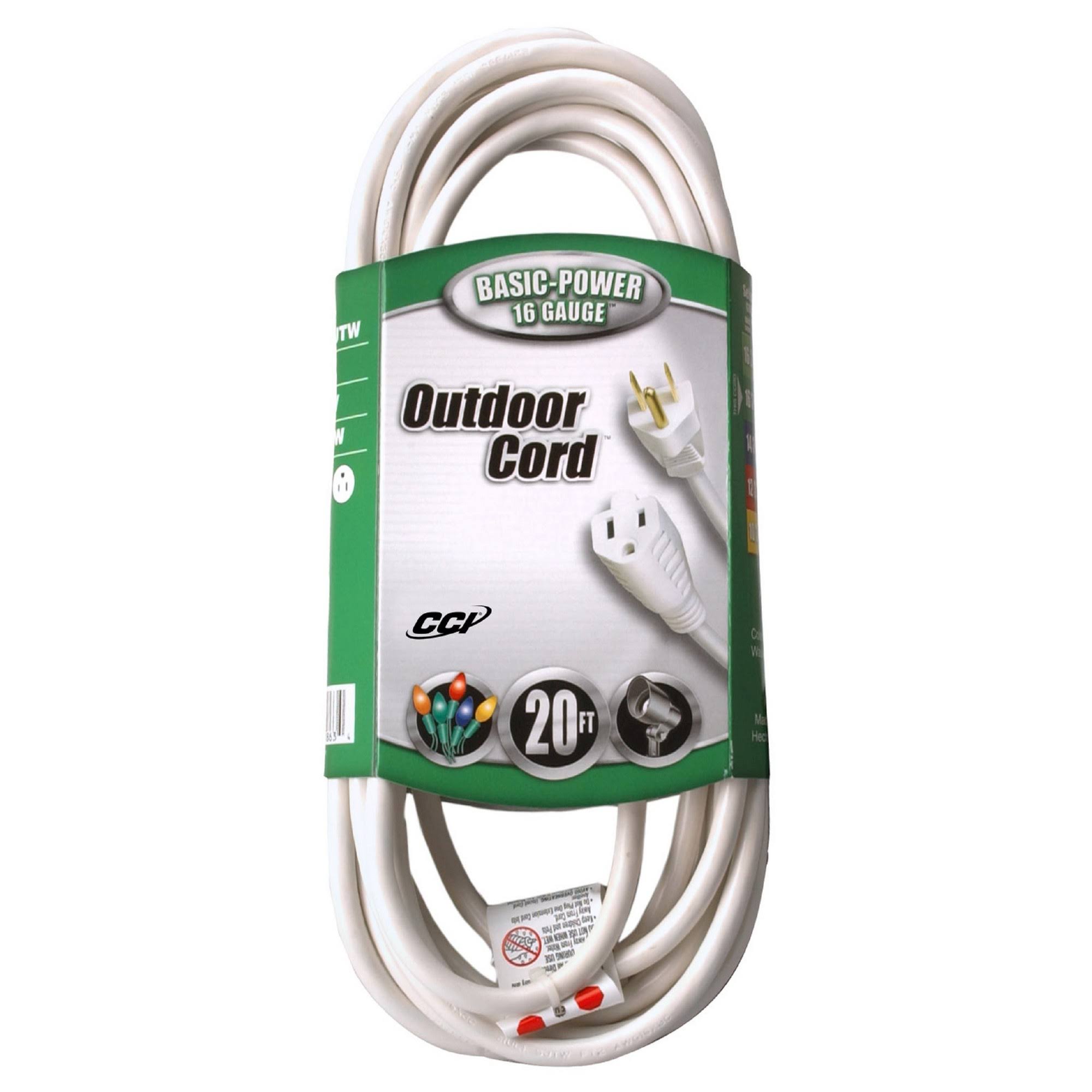 Coleman Cable 16/3 20' White SJTW Outdoor Vinyl Extension Cord