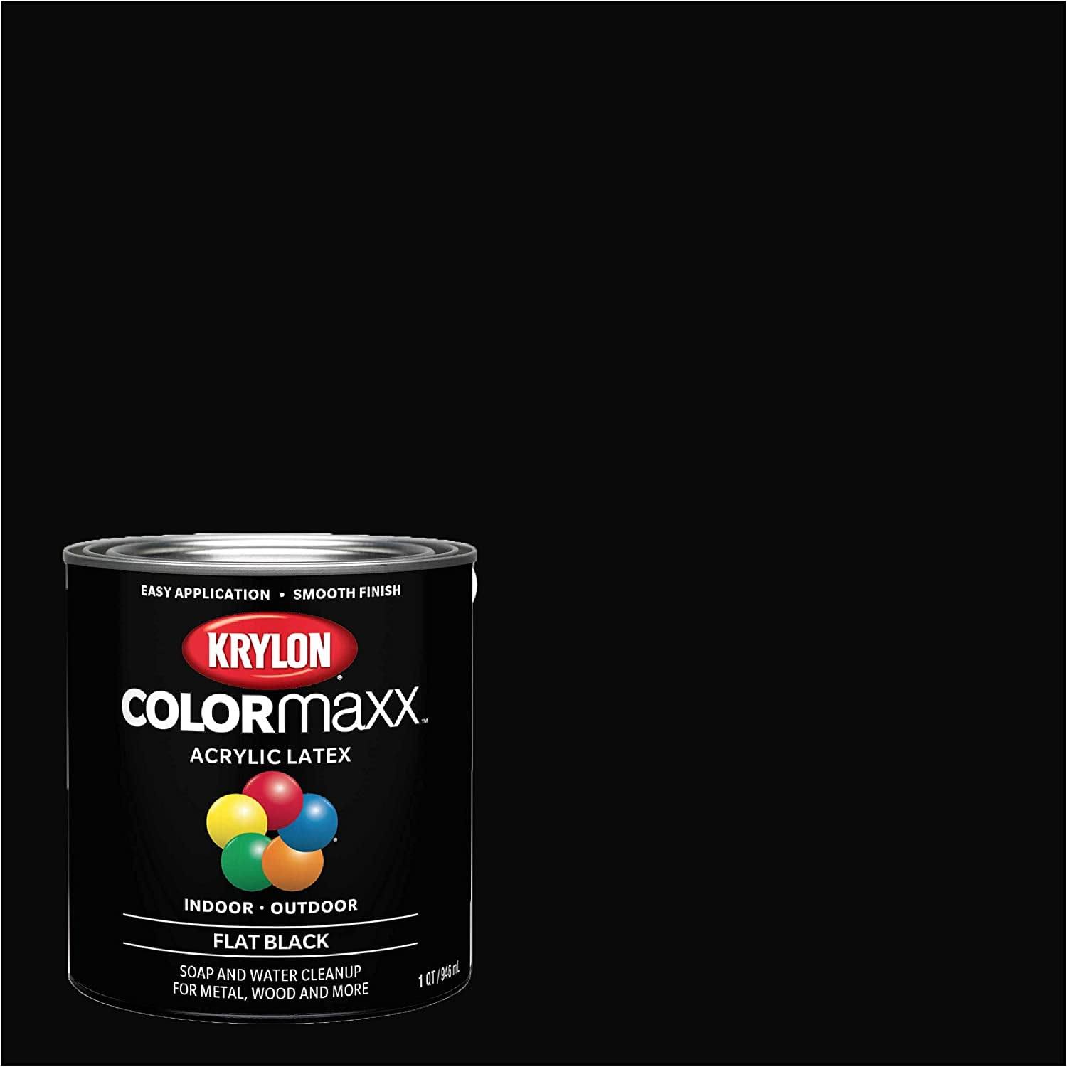 Krylon K05647007 Paint Flat Black 1Quart