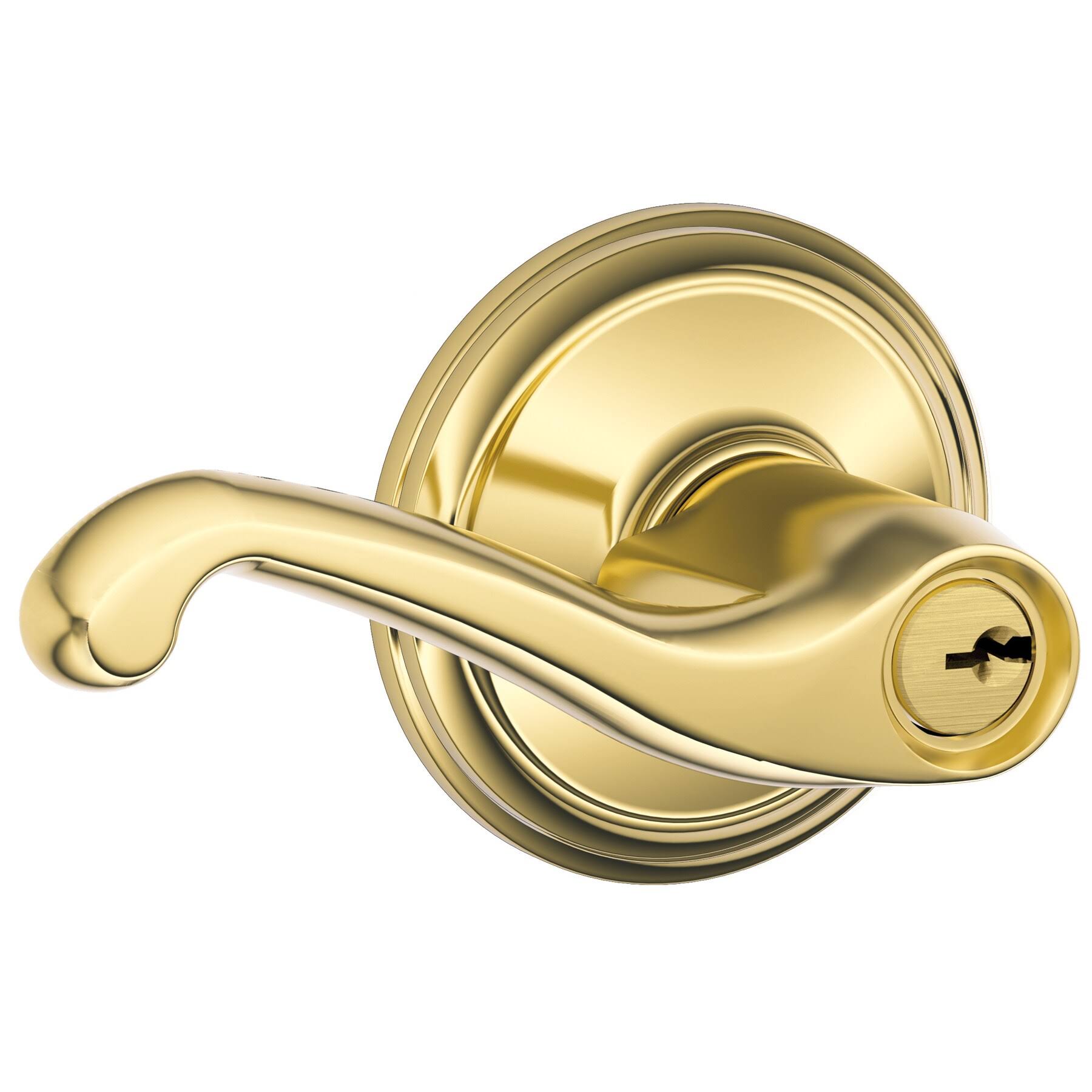 Schlage F51VFLA505 Flair Entry Lever Bright Brass