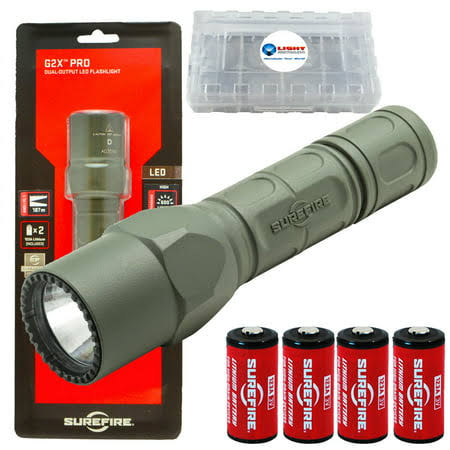 Surefire G2X Pro 600 Lumen LED Flashlight w/ 2 Extra CR123 & Battery Box- FG