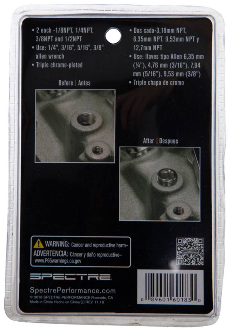 Spectre 60183 Pipe Plug Kit Chrome