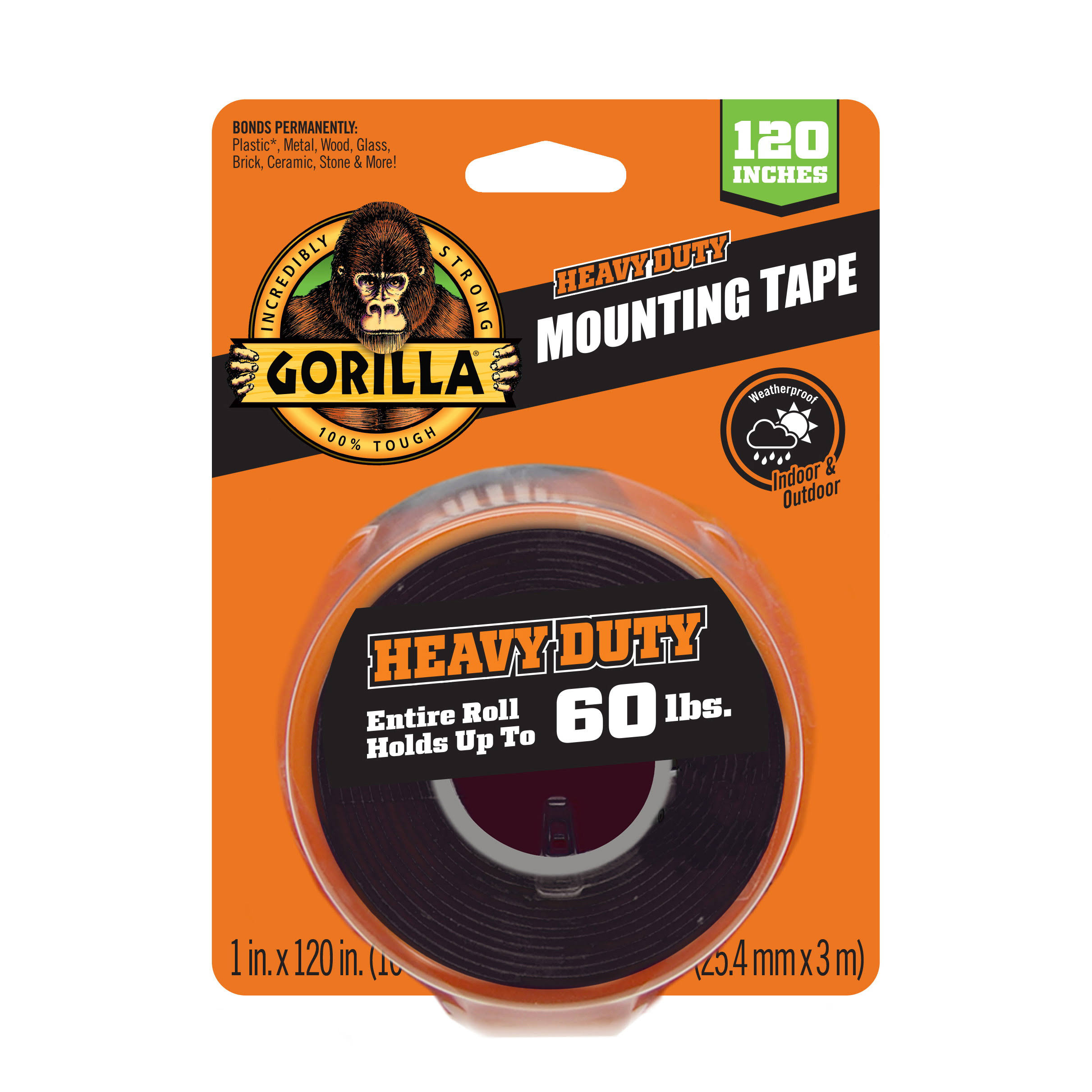 Gorilla 1 in. x 10 ft. Black Heavy Duty Mounting Tape