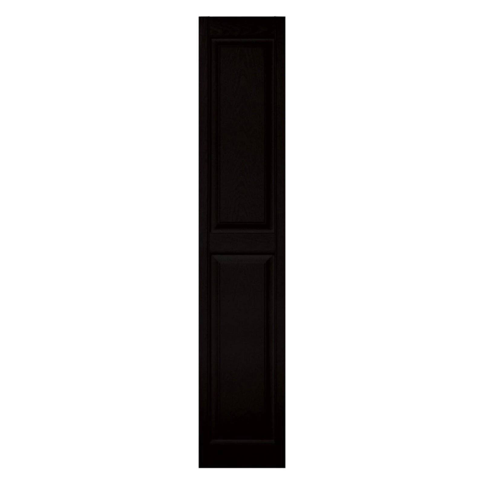 Builders Edge 12 in. x 55 in. Raised Panel Vinyl Exterior Shutters Pair in Black