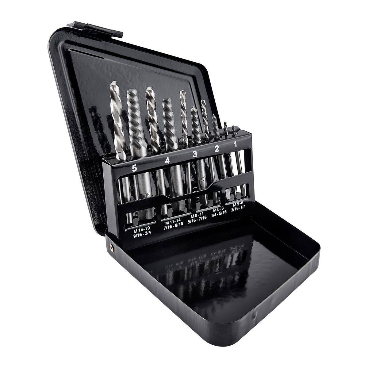 Warrior Screw Extractor and Left-Hand Drill Bit Combo Set, 10 Piece