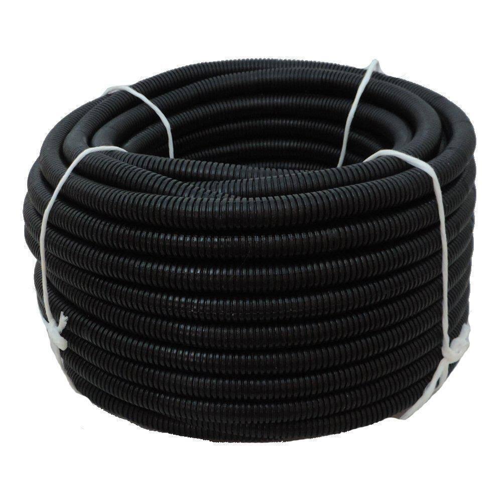 HYDROMAXX 2 in. x 100 ft. Flexible Corrugated Black HDPE Non Split Tubing Wire Loom