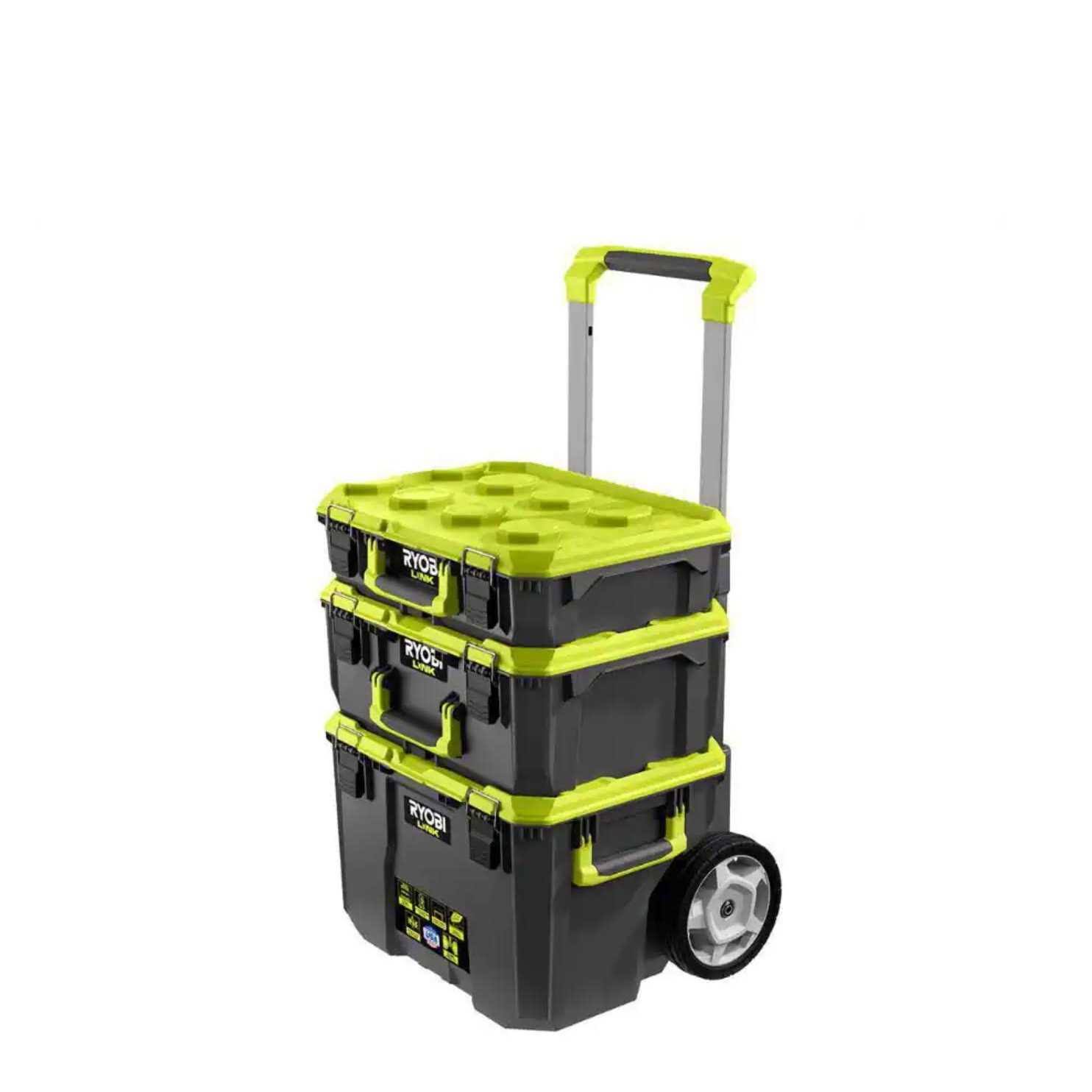 Ryobi Link Rolling Tool Box with Link Medium Tool Box and Link Standard Tool Box