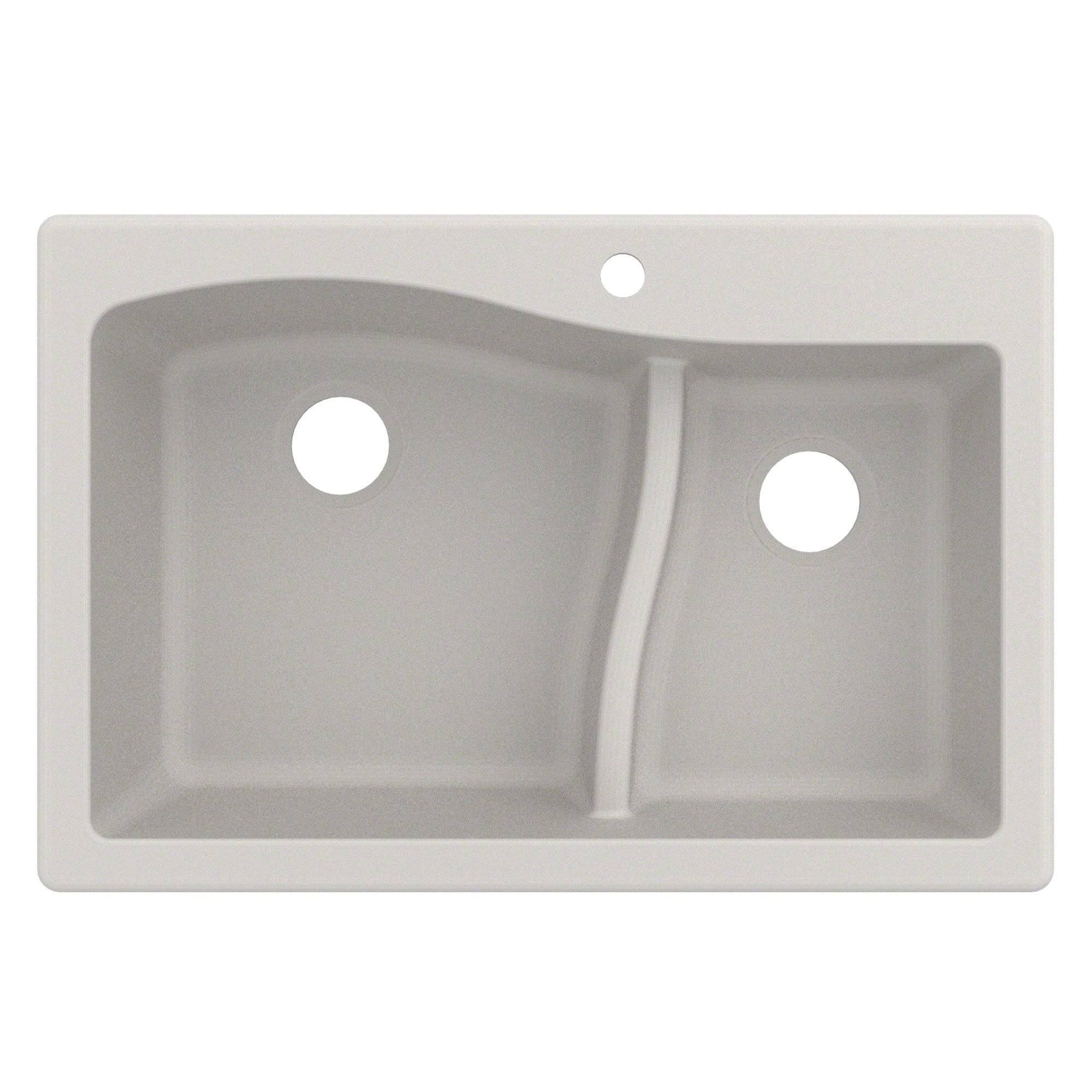 Kraus Quarza KGD-442WHITE Dual Mount 60/40 Double Bowl Granite Kitchen Sink- White