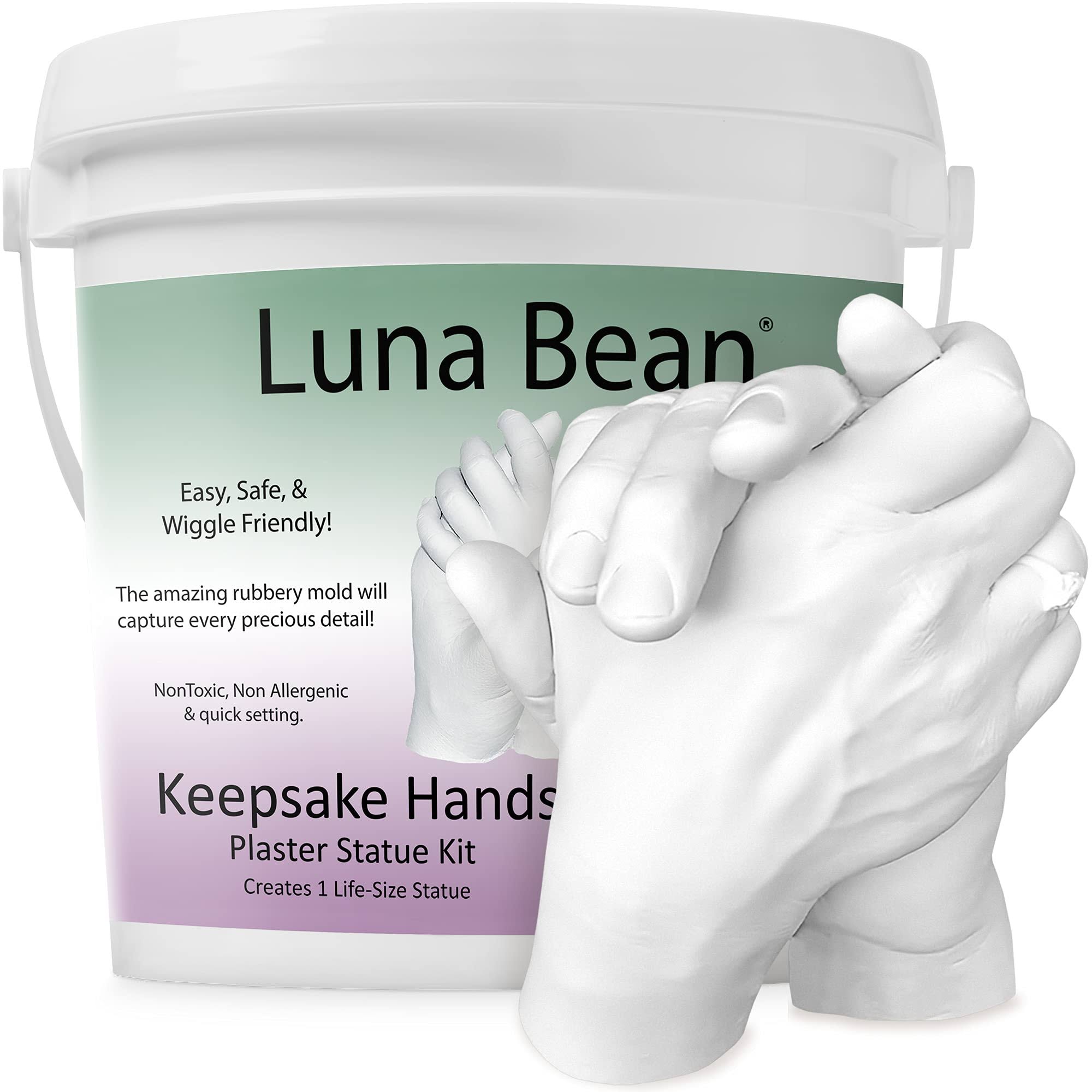 Luna Bean Hand Casting Kit Couples- Plaster Hand Mold Casting Kit, Anniversary DIY Gift Couple Gifts for Him Girlfriend Boyf