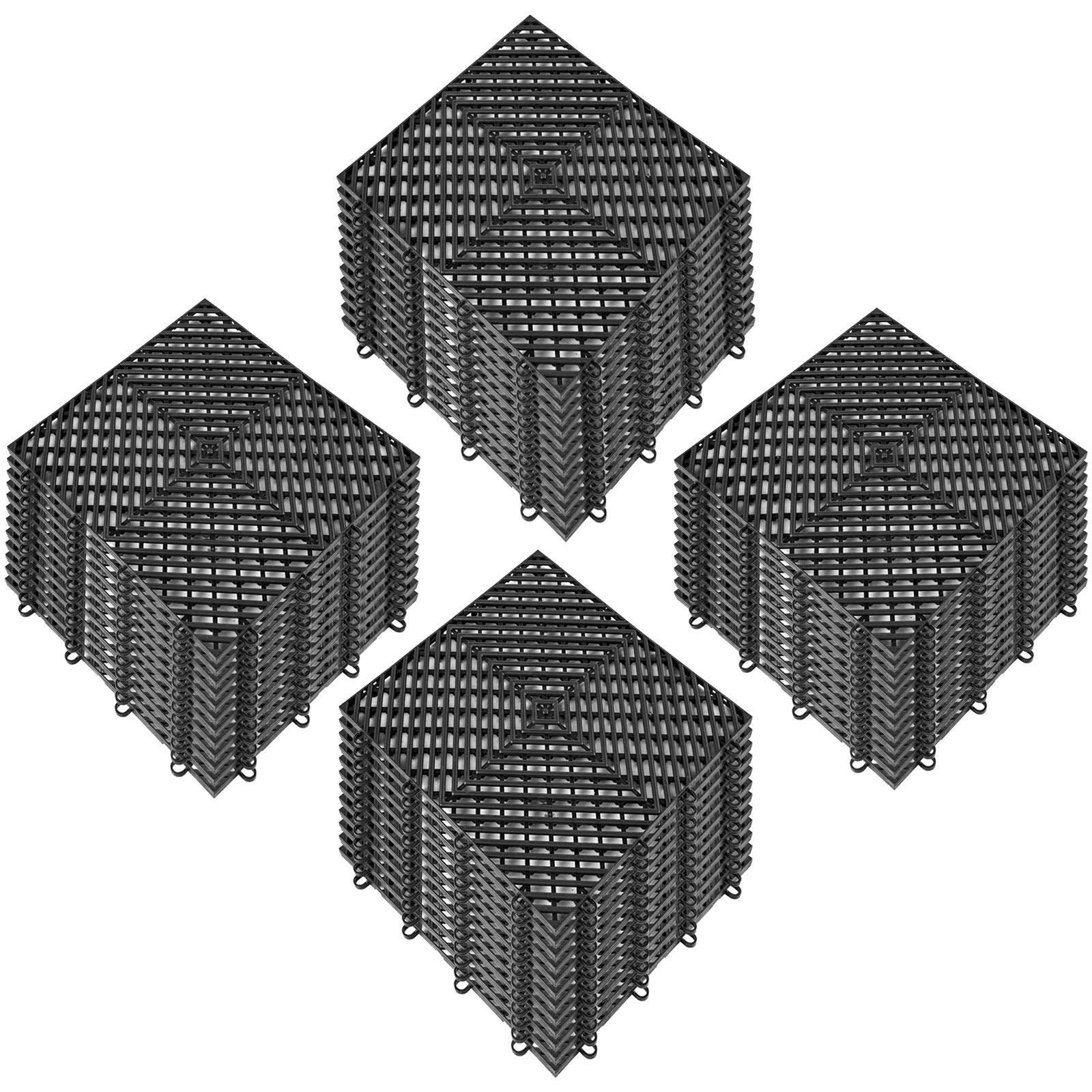 VEVOR Tiles Interlocking 50 Pcs Black Drainage Tiles 12x12x0.5 Inches Deck Tiles Outdoor Floor Tiles Outdoor Interlocking Tiles Deck Flooring for