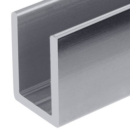 Brixwell Sdcd38ps-ccp24 Polished Stainless 3/8 inch Fixed Panel Shower Door Deep U-Channel- 24 inch Stock Length, Clear