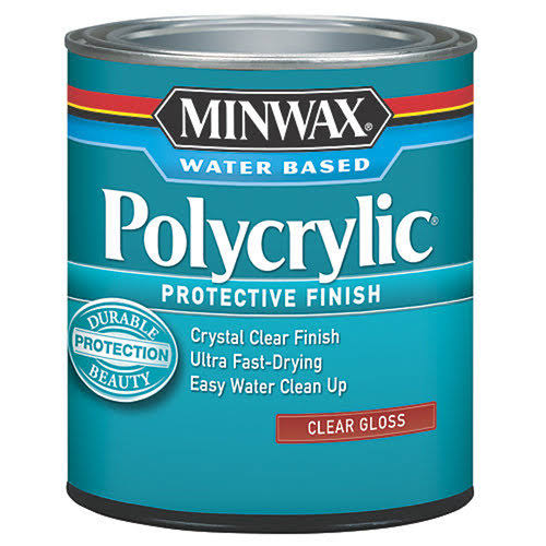Minwax Polycrylic Water Based Protective Finish, Clear Gloss- 8 fl oz can