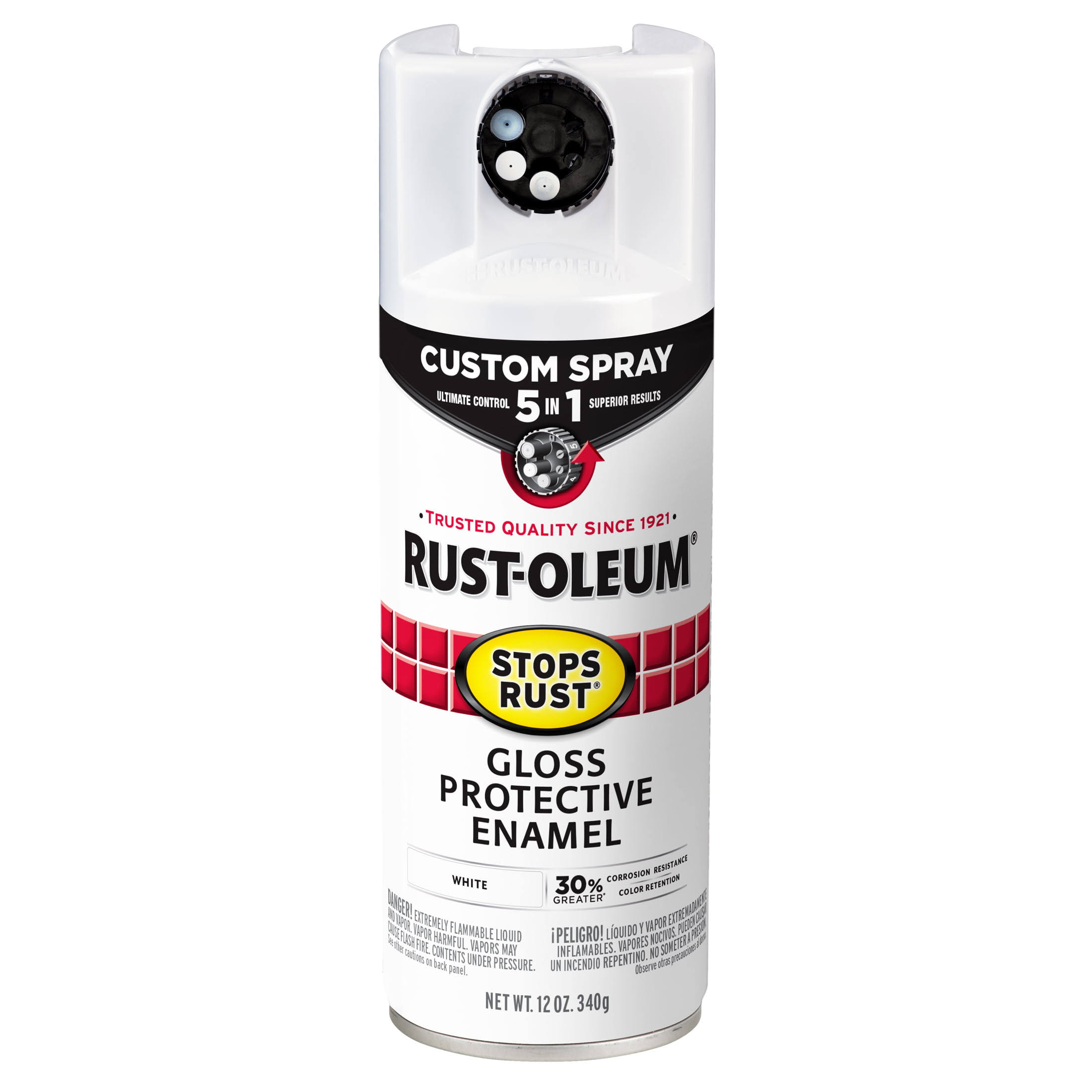 Rust-Oleum 12 oz. White Stops Rust Custom 5-in-1 Spray Paint, Gloss