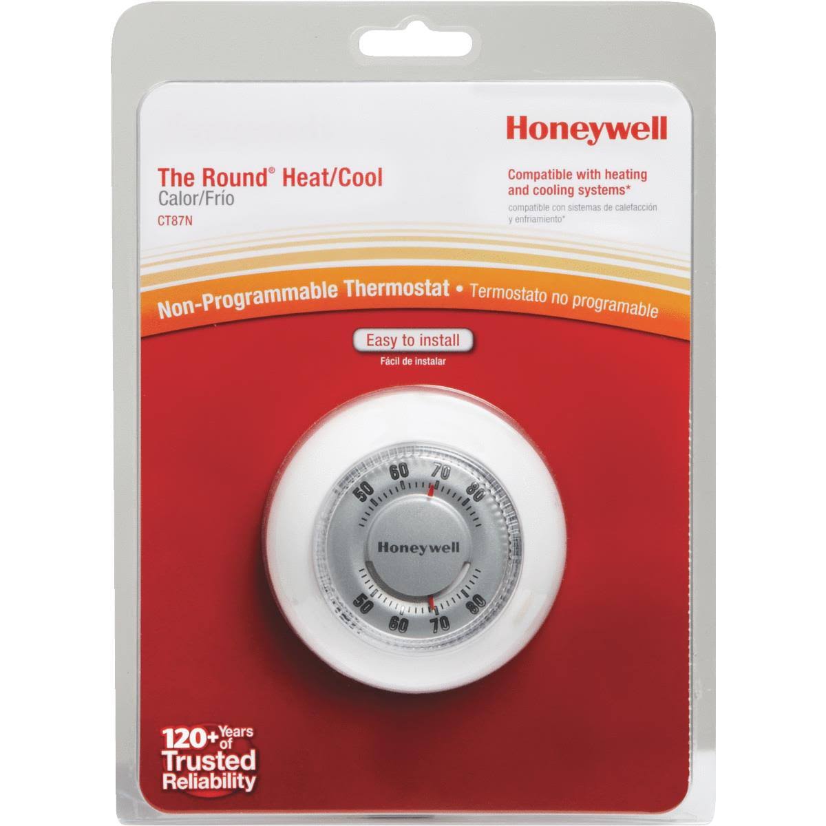 Honeywell The Round Heat & Cool Thermostat, Manual, White