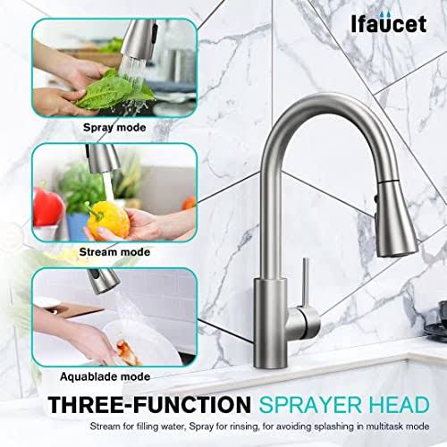 Pull Down Faucet Spray Head 3 Modes Replacement, Kitchen Faucet Head G 1/2, Kitchen Sink Faucet Replacement Parts, Kitchen Faucet Sprayer Head