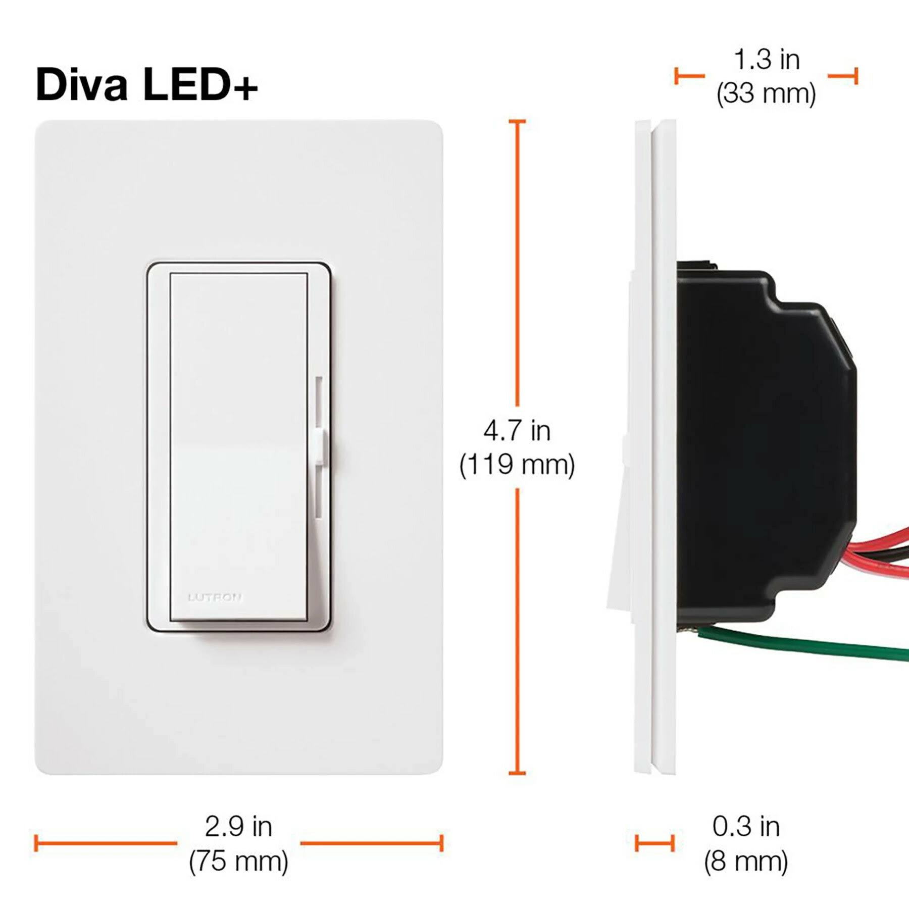Lutron Diva DVCL-153P-WH CFL & LED Dimmer, White