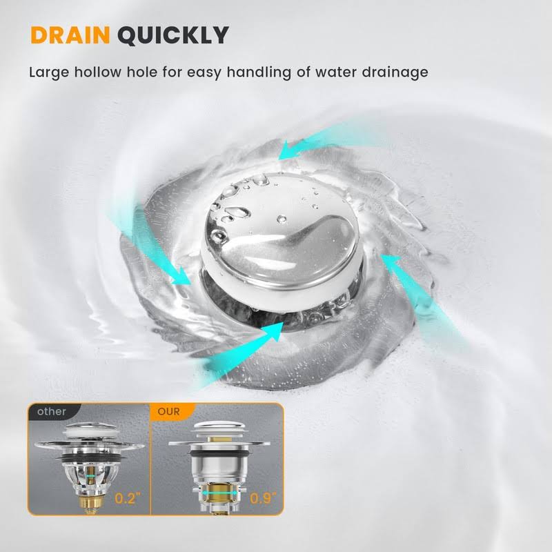 NEHAJUNXI Bathroom Sink Pop Up Drain Stopper Brass Bullet Core Filter with Removable Stainless Steel Filter Basket Hair Catcher Universal Basin Sink