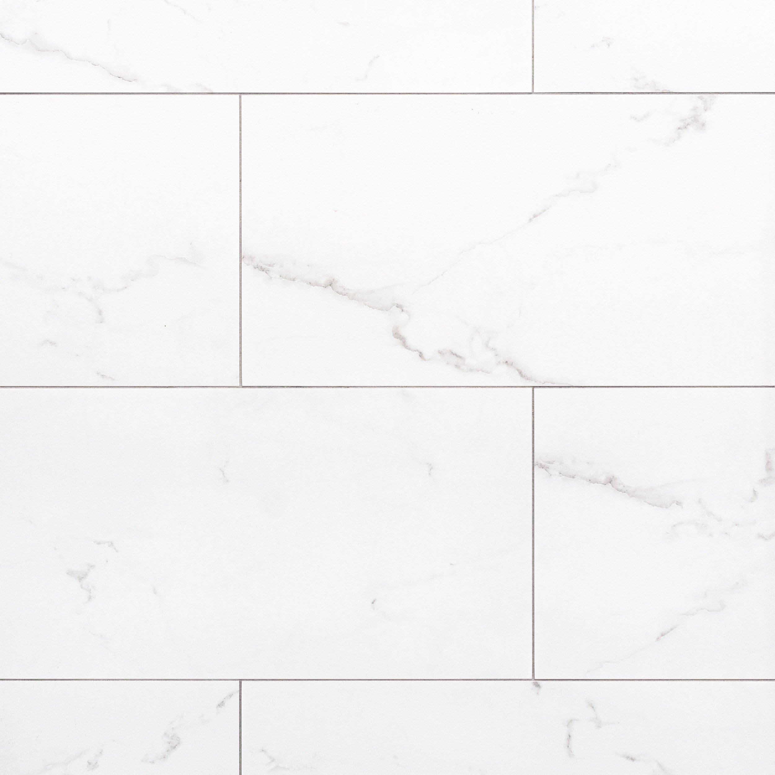 San Giorgio | Venato II Matte Porcelain Tile, 12 x 24, White, 9 mm Thick- Floor & Decor