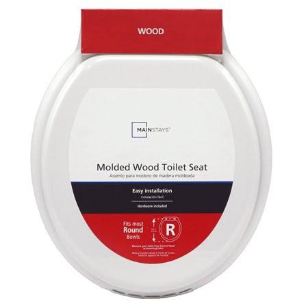 Mainstays OPP Round Molded Wooden Toilet Seat, White