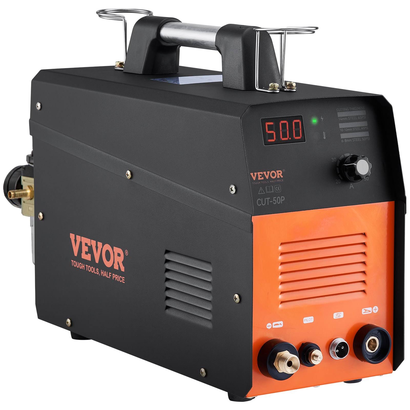 VEVOR Plasma Cutter, 50Amp, Non-Touch Pilot Arc Air Cutting Machine with Torch, 110V/220V Dual Voltage AC IGBT Inverter Metal