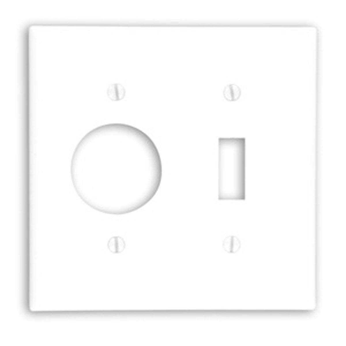 Leviton 88007 Wallplate 2-Gang 1-Toggle 1-Single 1.406 Standard Size Plastic- White