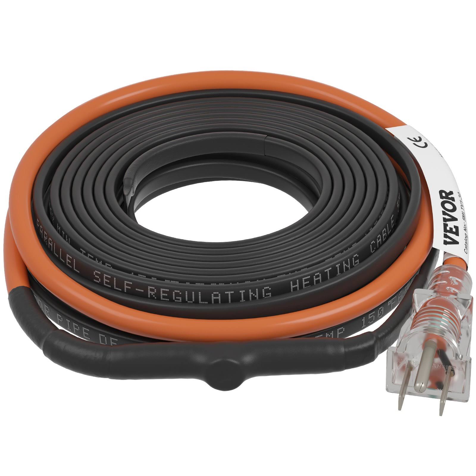 VEVOR Self-Regulating Pipe Heating Cable with Built-in Thermostat 30 Feet