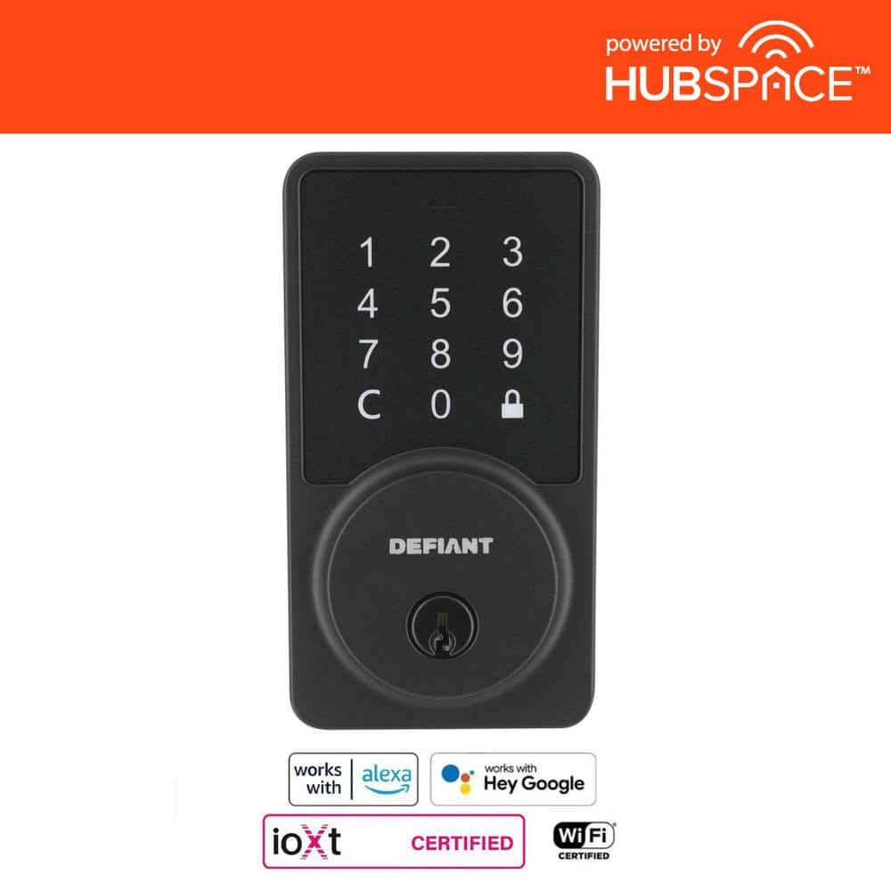 Defiant Square Matte Black Smart Hubspace Wi-Fi Deadbolt 1007 769 066