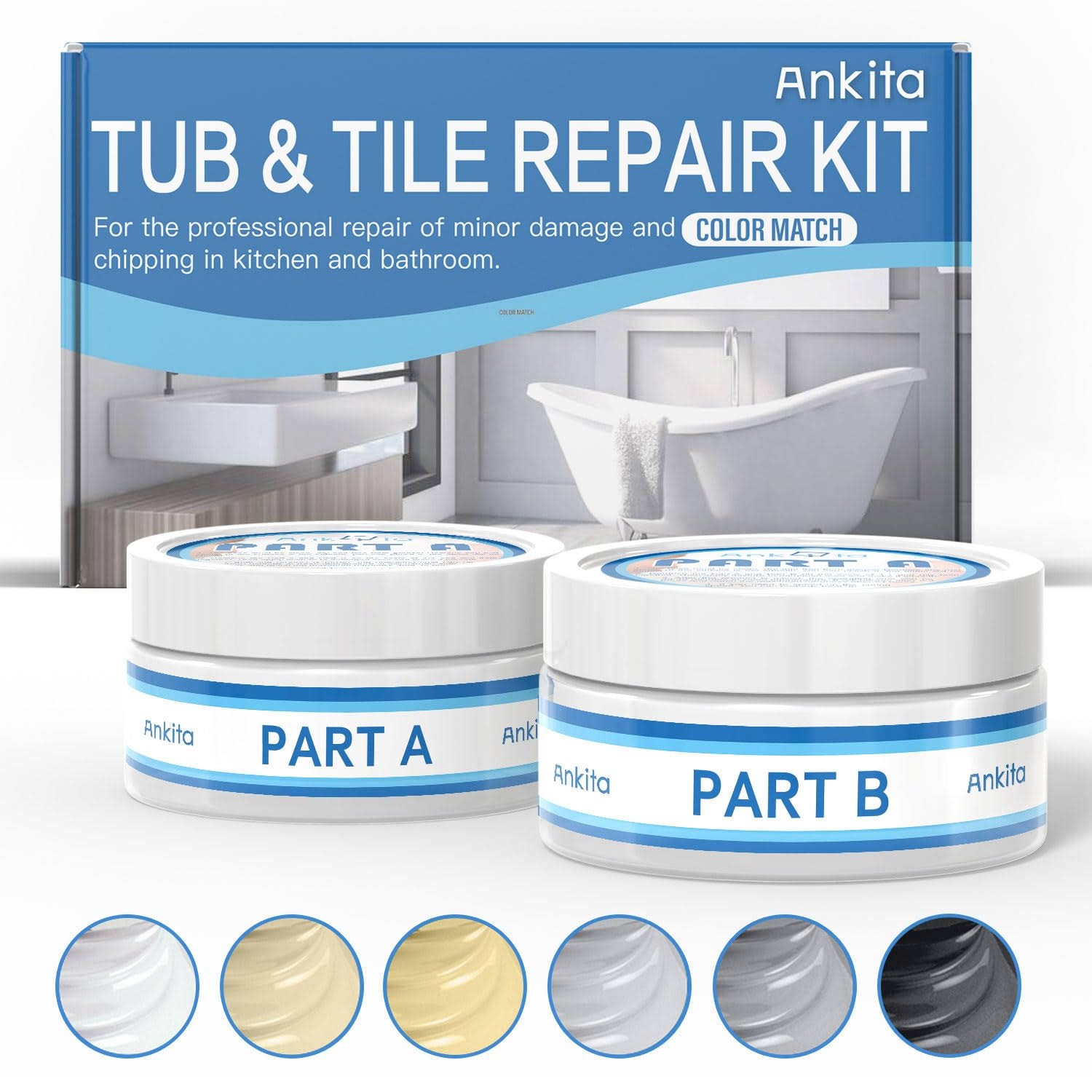 Tub Tile and Shower Repair Kit Color Match Fiberglass Repair Kit-W