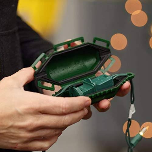 Twist and Seal Mini Holiday Light Cord Protector Christmas Light Plug Cover- Green (10 Pack)