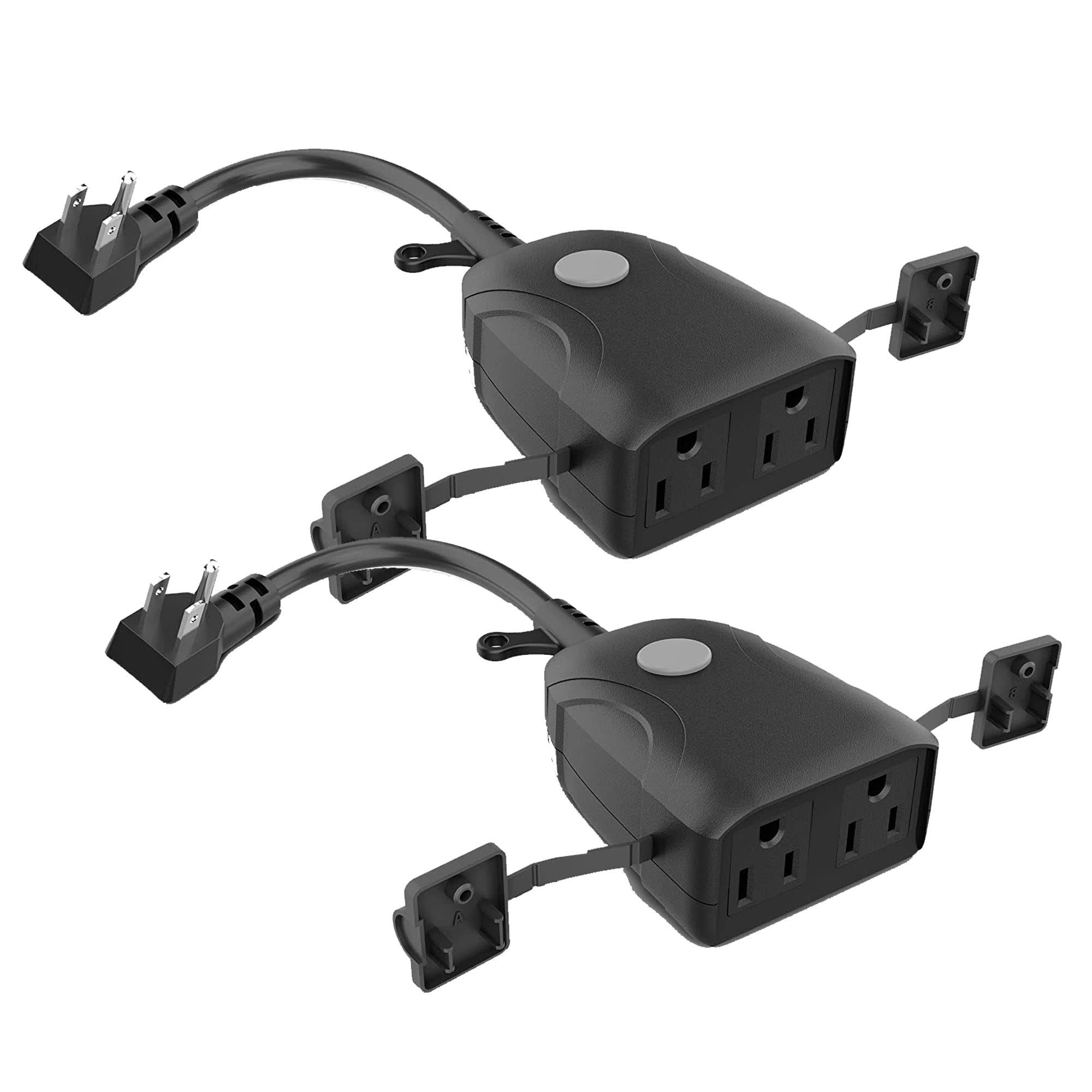 Feit Electric Smart Dual Outdoor Plug, WiFi Waterproof Plug, Grounded Sockets, Compatible with Alexa and Google Assistant, App Controlled, 15Amp