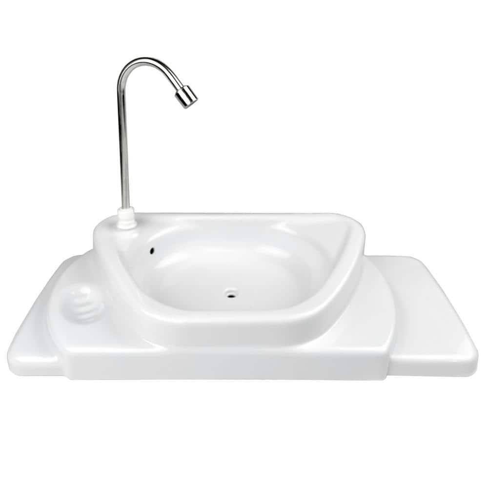 SinkPositive Touch-Free Water/Space Saving Adjustable Toilet Tank Retrofit Sink/Faucet Basin White