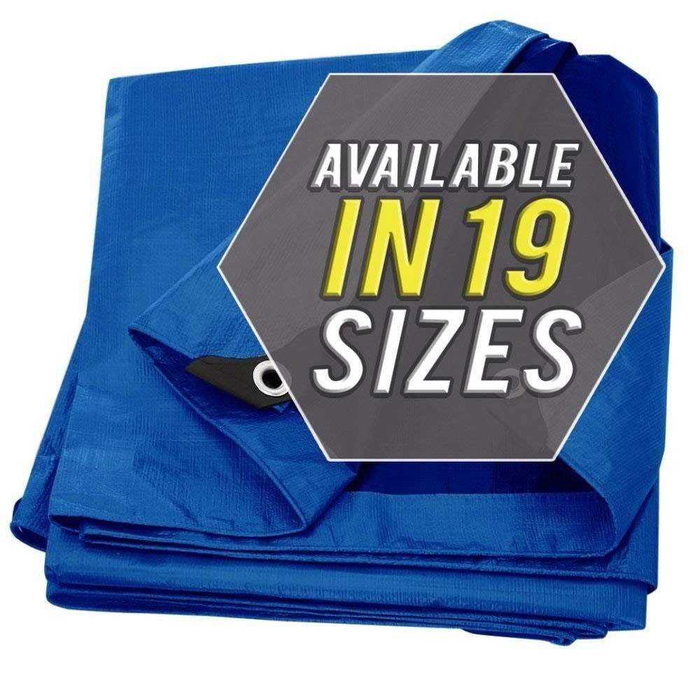 Tarp Cover Blue Waterproof 30x50 Great for Tarpaulin Canopy Tent, Boat, RV or Pool Cover!!! (Standard Poly Tarp 30'X50')