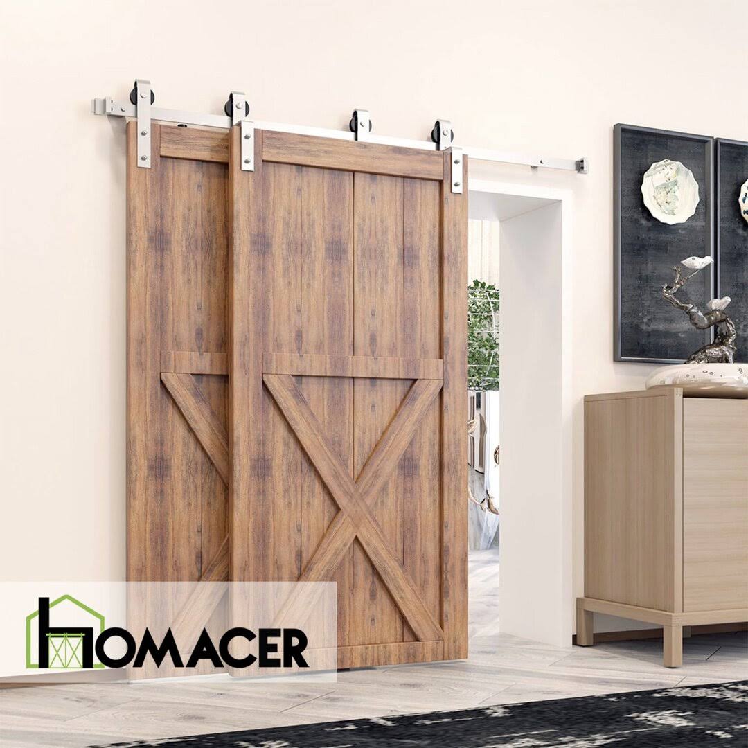 Single Bypass Track Double Barn Door Hardware Kit Homacer Track Length: 54 in