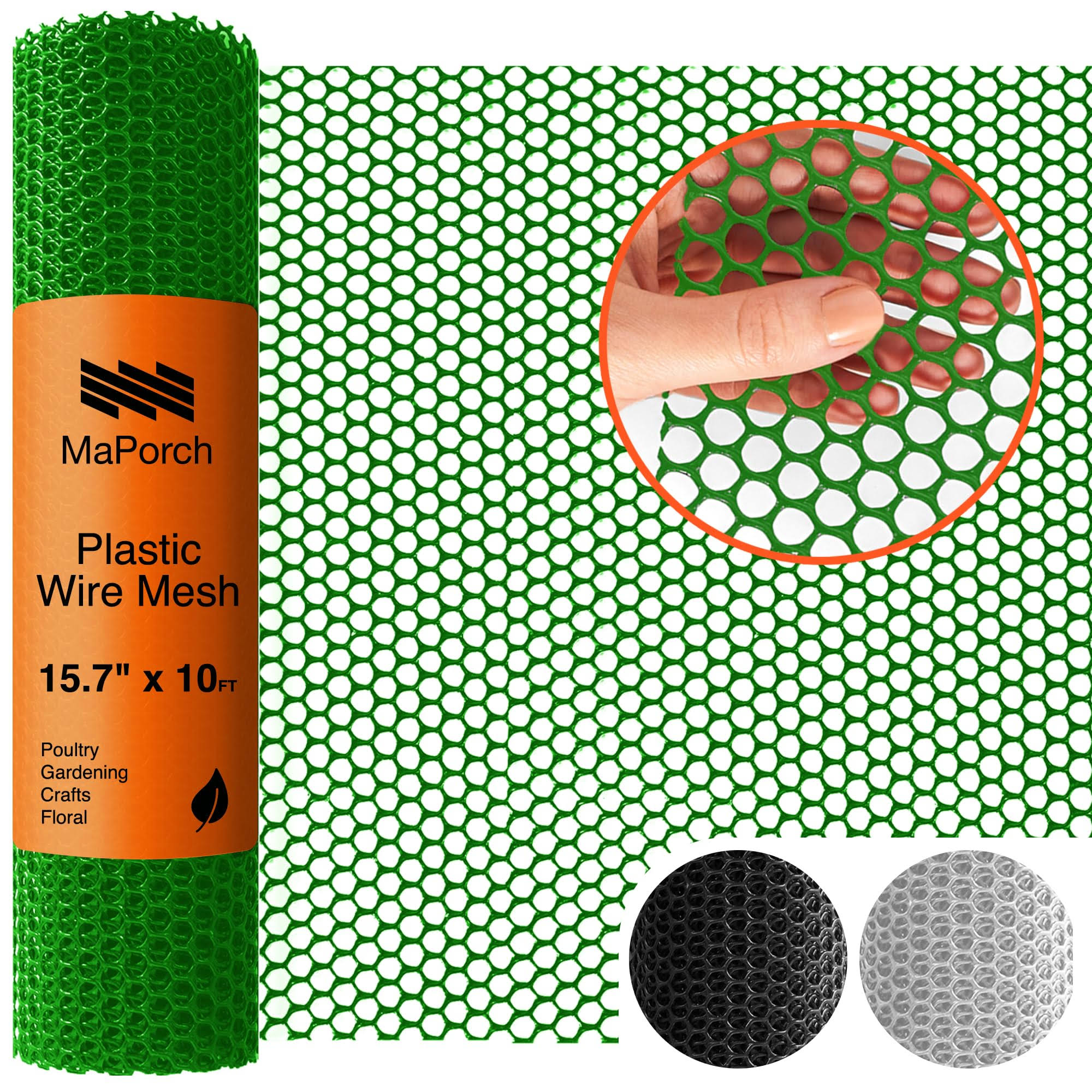MAPORCH Green Plastic Wire Mesh Fence 157in x 10ft Roll- Ideal for Poultry, Dogs, Rabbit, Snake Barrier & Gardening- Durable P