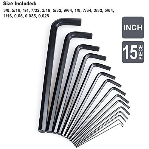 30-Piece Premium Hex Key Allen Wrench Set, SAE and Metric Assortment, L Shape, Chrome Vanadium Steel, Precise and Chamfered Tips | SAE 0.028- 3/8