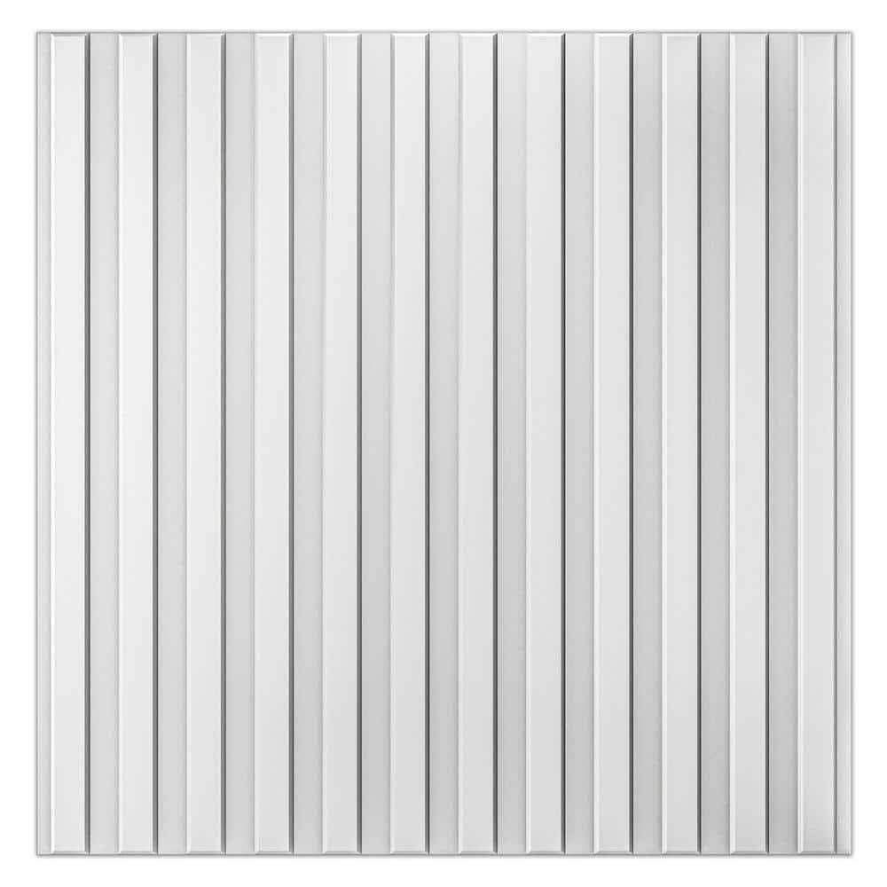 Art3d Slat Fluted Design 1/16 in. x 1-7/16 ft. x 1-3/5 ft. White Square Edge Decorative 3D Wall Paneling (12 Pack) A10hd064