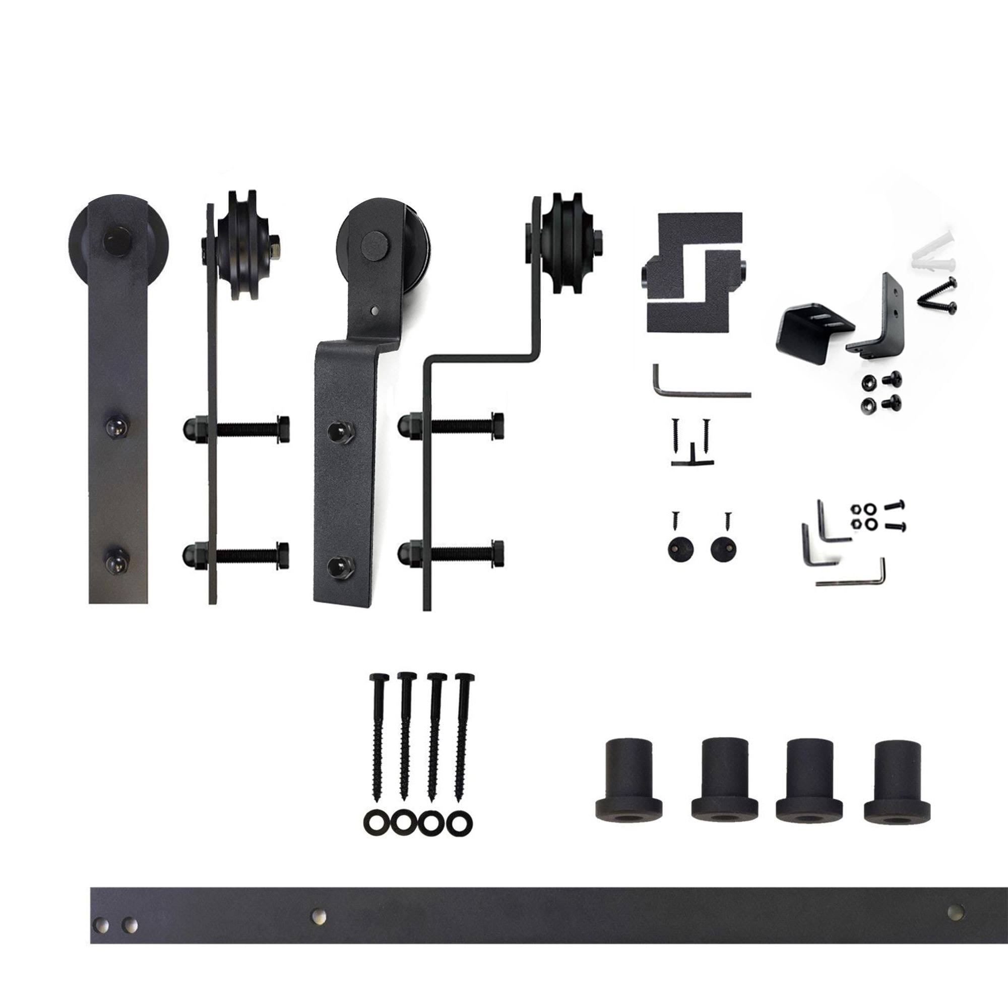 Homacer 60-in Rustic Black Indoor/Outdoor I-strap Barn Door Hardware Kit | ZT5TGH060C