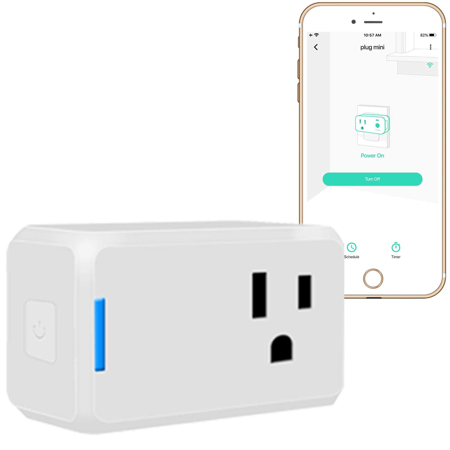 YoLink 1/4 Mile World's Longest Range Smart Home Plug Mini Outlet with App Remote Control, White