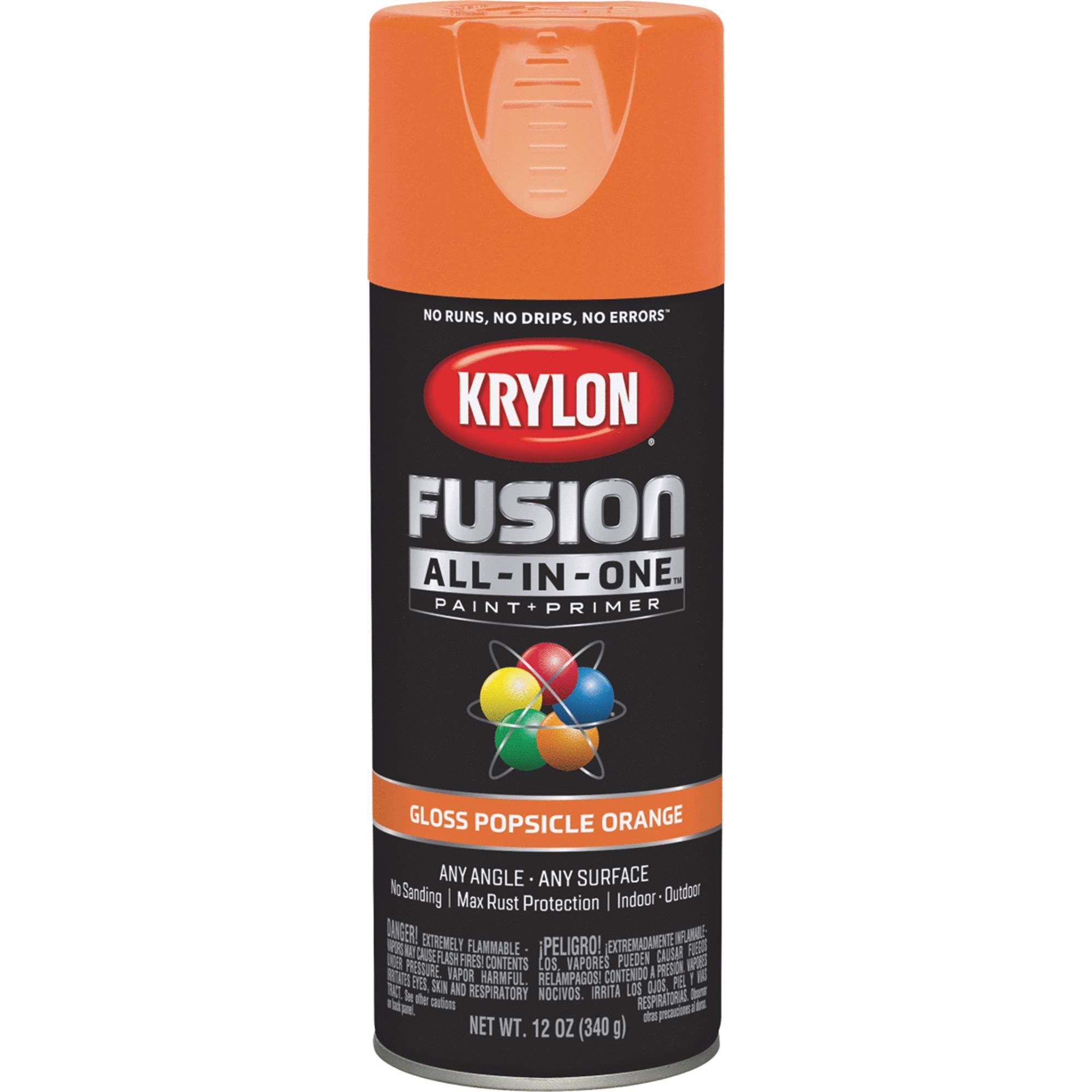 Krylon Fusion All-in-One Spray Paint, Gloss Popsicle Orange, 12 oz.