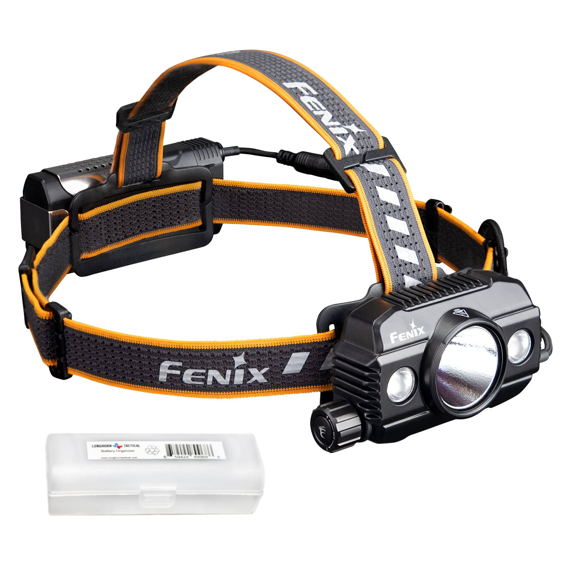 Fenix HP30R V2.0 HEADLAMP, 3000 Lumen Rechargeable Heavy-Duty with Spotlight & Floodlight, Detachable Power Pack and LumenTac Organizer, Black