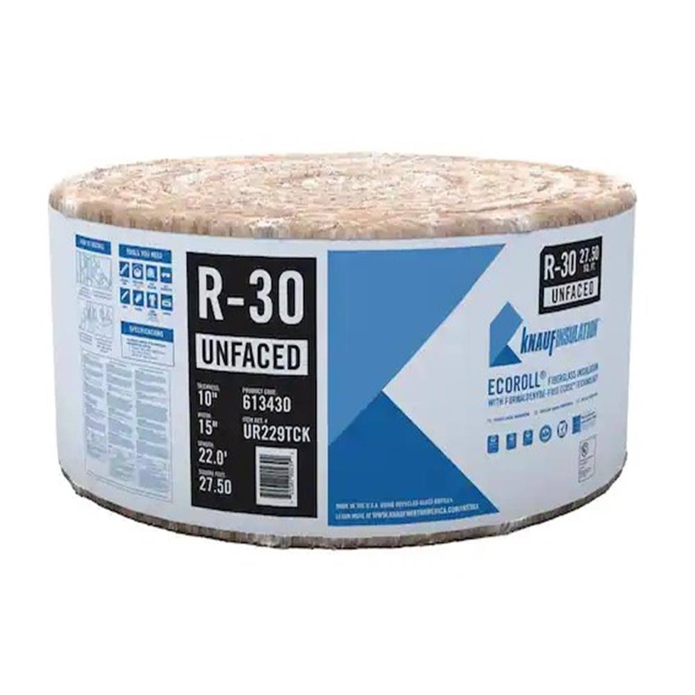 Knauf Insulation R-30 Ecoroll Unfaced Fiberglass Insulation Roll 10 in. x 15 in. x 22 ft. 613430