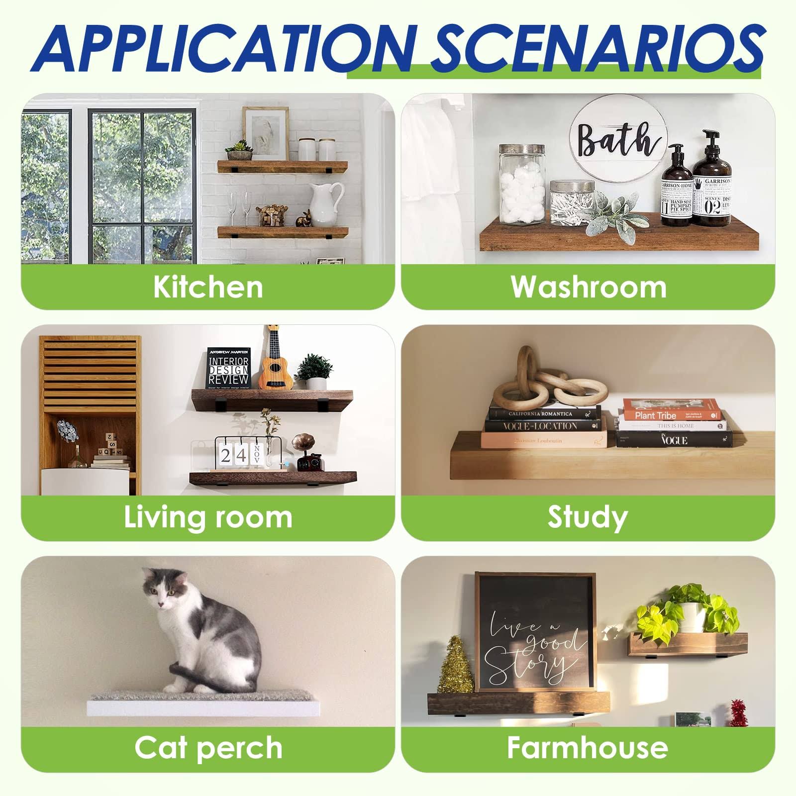 Wengus Floating Shelf Bracket 10 inch Heavy Duty Hiddens for Wood Shelves Black Metal L Bracket DIY Kitchen Farmhouse with at MechanicSurplus.com