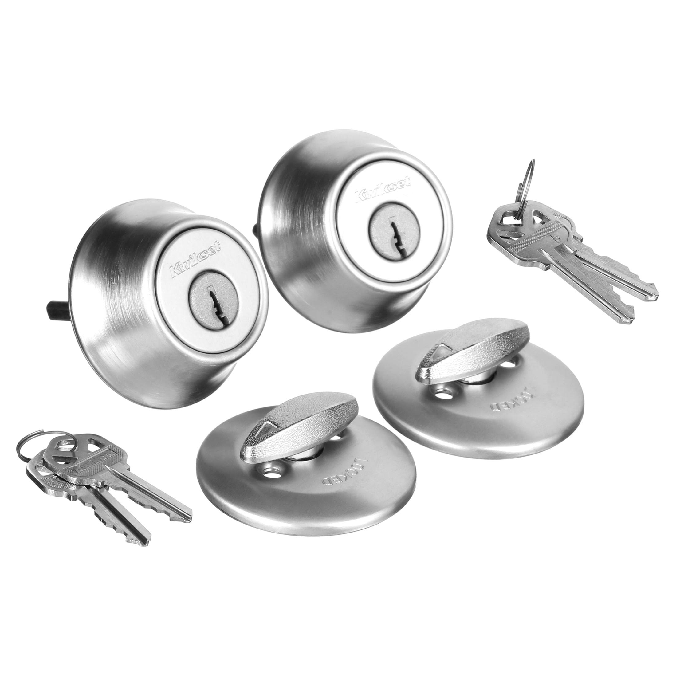 Tylo Satin Chrome Exterior Door Entry Knob and Single Cylinder Deadbolt Kwikset