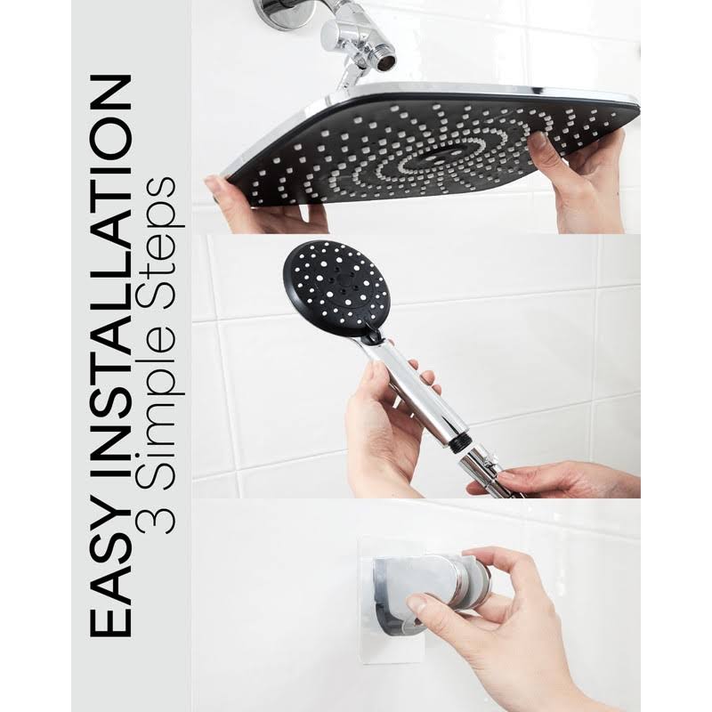 Veken 12 inch High Pressure Rain Shower Head-Shower Heads with 5 Modes Handheld Spray Combo- Wide Rainfall Shower with 70