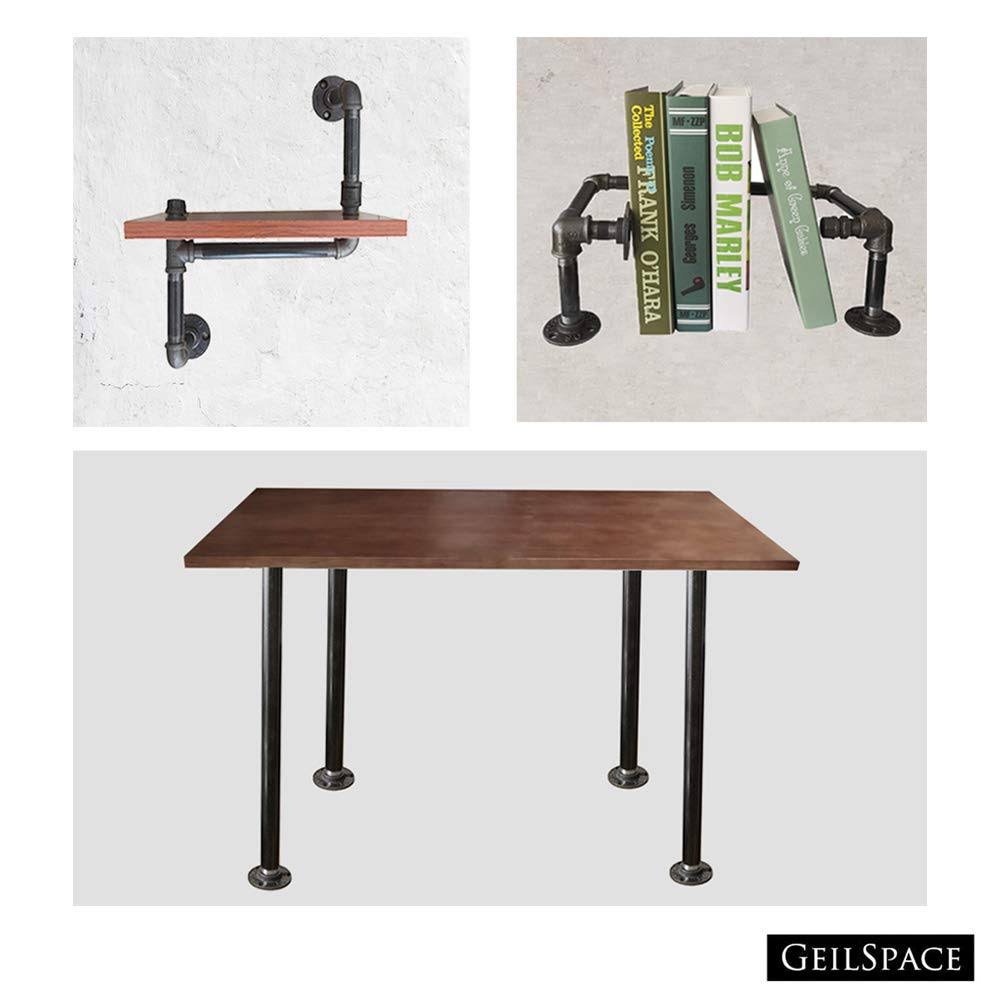 GeilSpace 3/4 inch 24 inch Heavy Duty Pre-Cut Grey Metal Pipe, Industrial Steel Fits Standard 3/4 inch Threaded Pipes and Fittings- Vintage DIY G00080-6