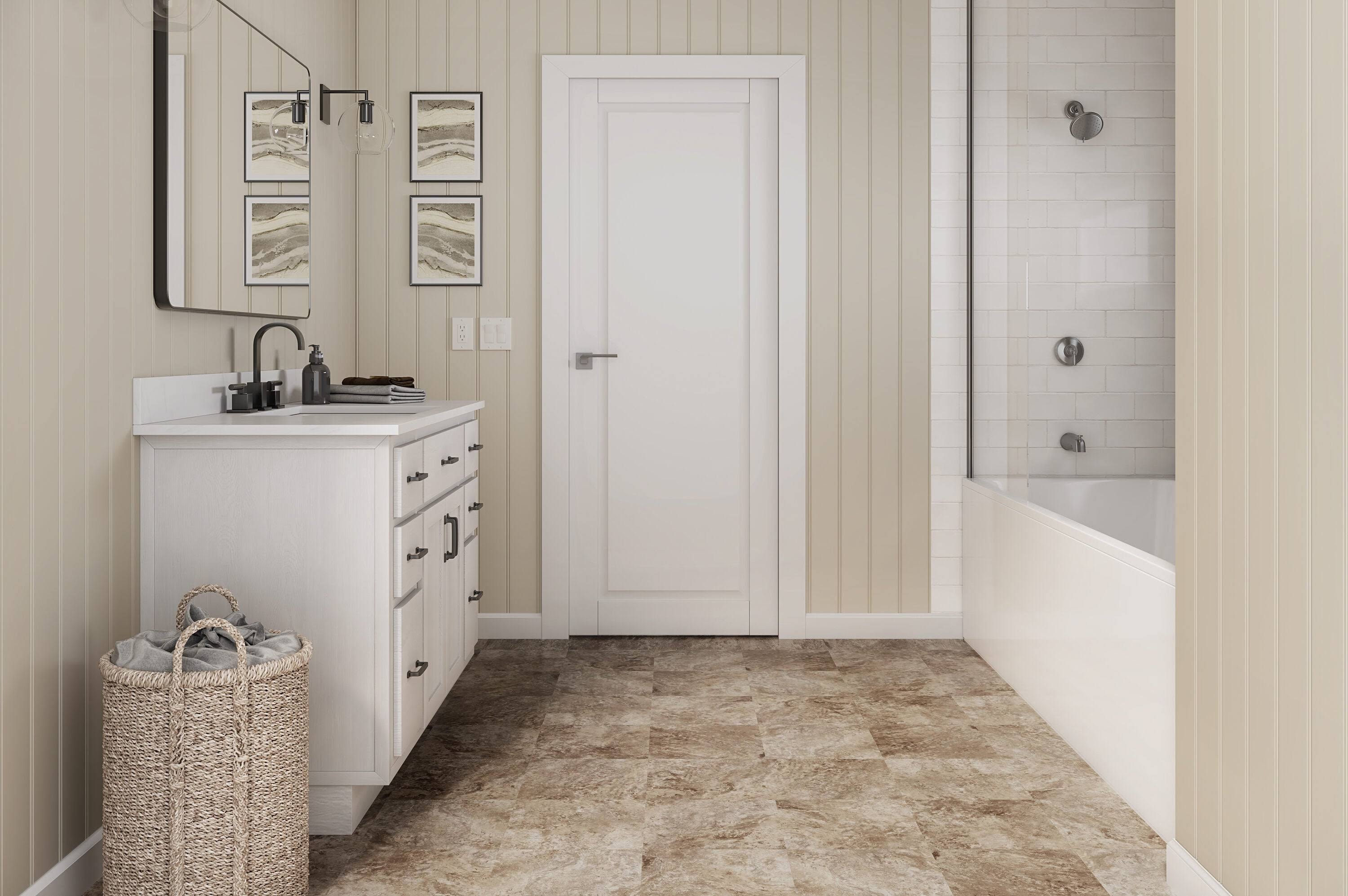 Style Selections Tumbled Stone 3-Mil x 12-in W x 12-in L Water Resistant Peel and Stick Luxury Vinyl Tile Flooring (1-sq ft/ Piece) in Bronze