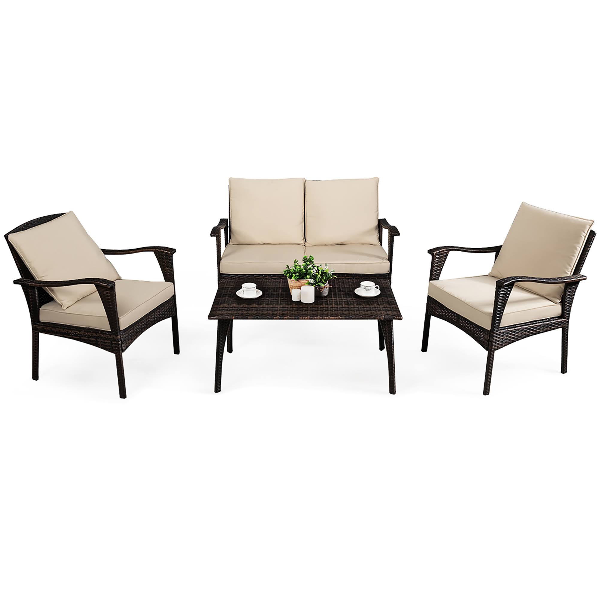 4-Piece Cushioned Patio Furniture Set