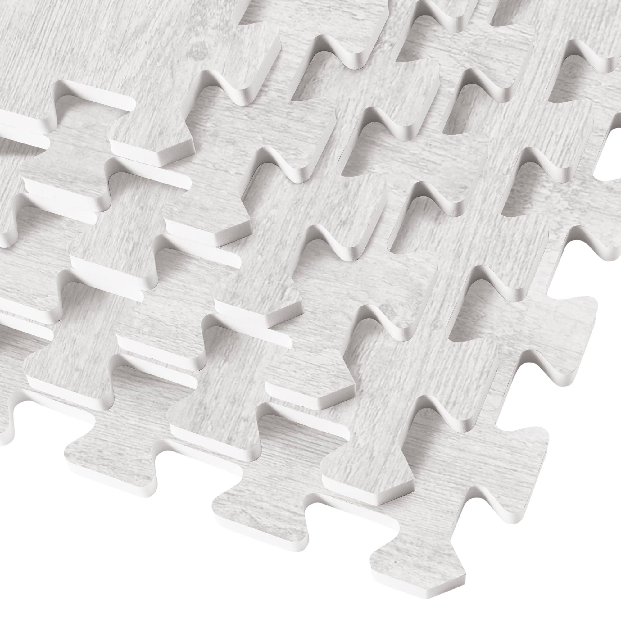 We Sell Mats Forest Floor Farmhouse Collection 3/8 inch Thick Printed Wood Grain Mats, 24 in x 24 in, Porch Post White